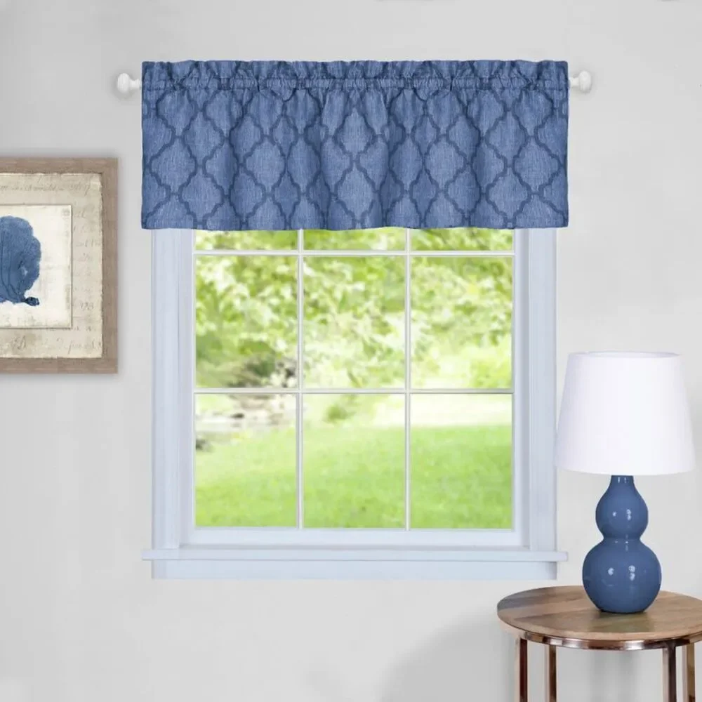 PowerSellerUSA Window Kitchen Curtain Set, Moroccan Trellis Design, Valance -